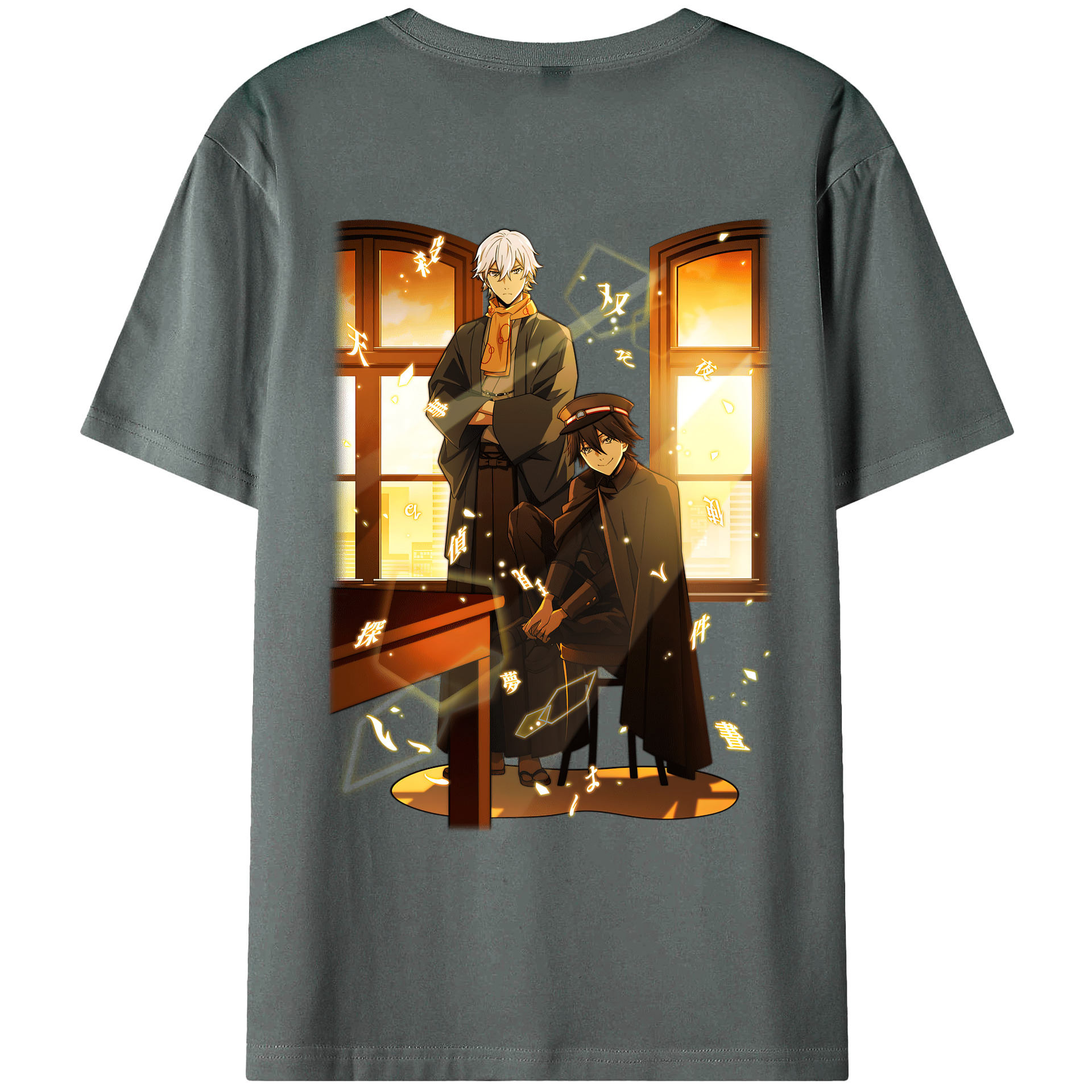 （画像用） 文豪ストレイドッグス Bungo Stray Dogs 綿100％ メンズ半袖Tシャツ（バックプリント） 通気性